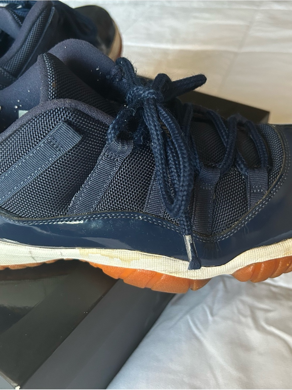 Jordan Navy Blue and Gum-Soled Low-Top Sneakers - Picture 8 of 13